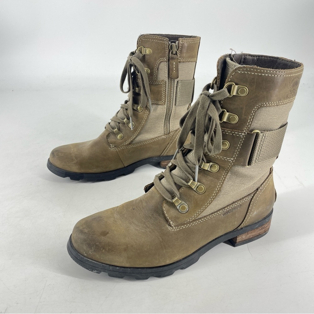 Sorel Emelie II Lace-Up Bootie 3042-245 Women's US 7 Brown Green Midcalf boot